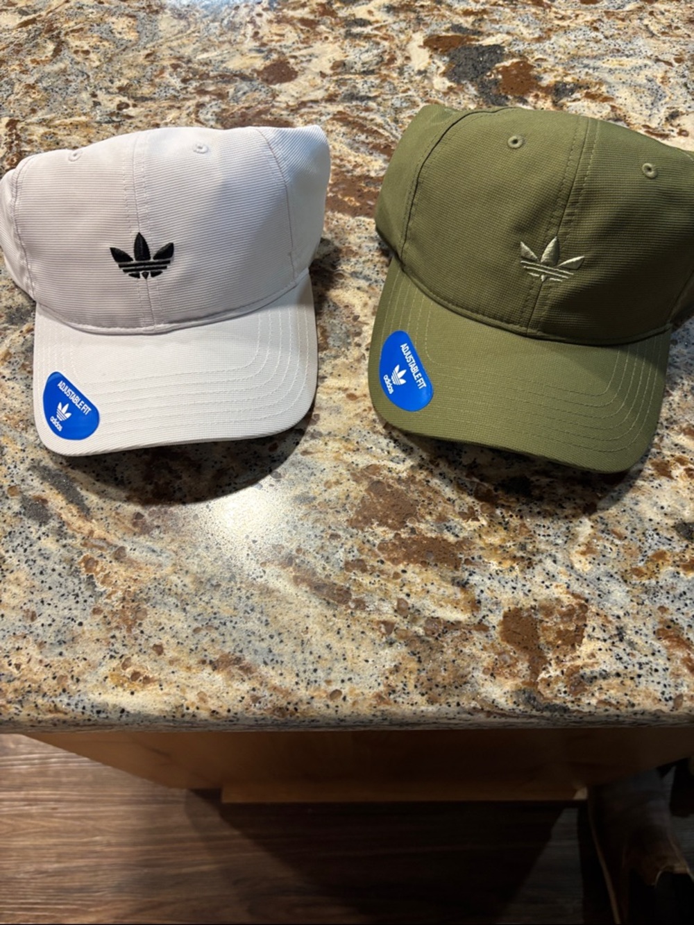 adidas Trefoil Caps in White and Olive Green
